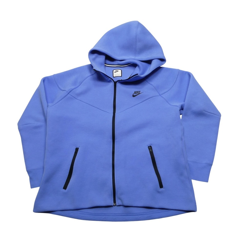Nike Tech Fleece Hoodie Womens XL Blue Full Zip Windrunner Sweatshirt FB8338-494